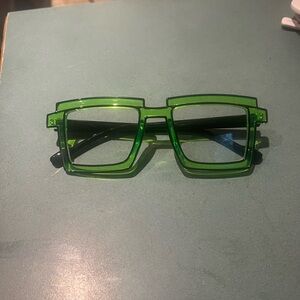 Funky green glasses
